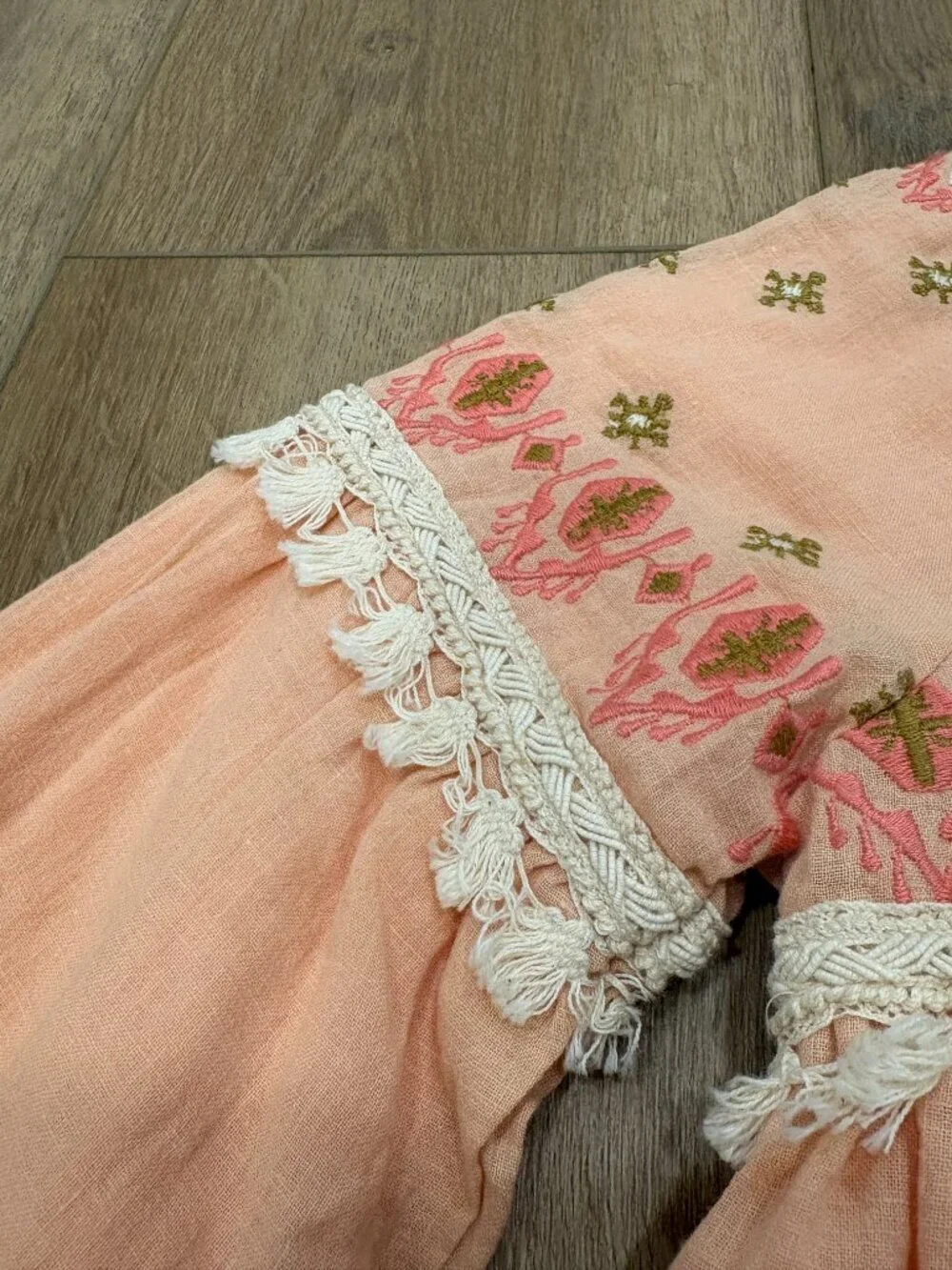 🌟 LOUSIE MISHA 🌟 GIRLS UBUD EMBROIDERED LINEN COTTON JACKET CORAL SZ 2